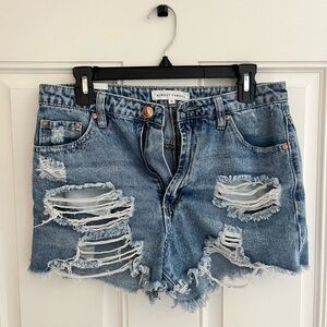 Almost Famous Ripped Blue Jean Shorts